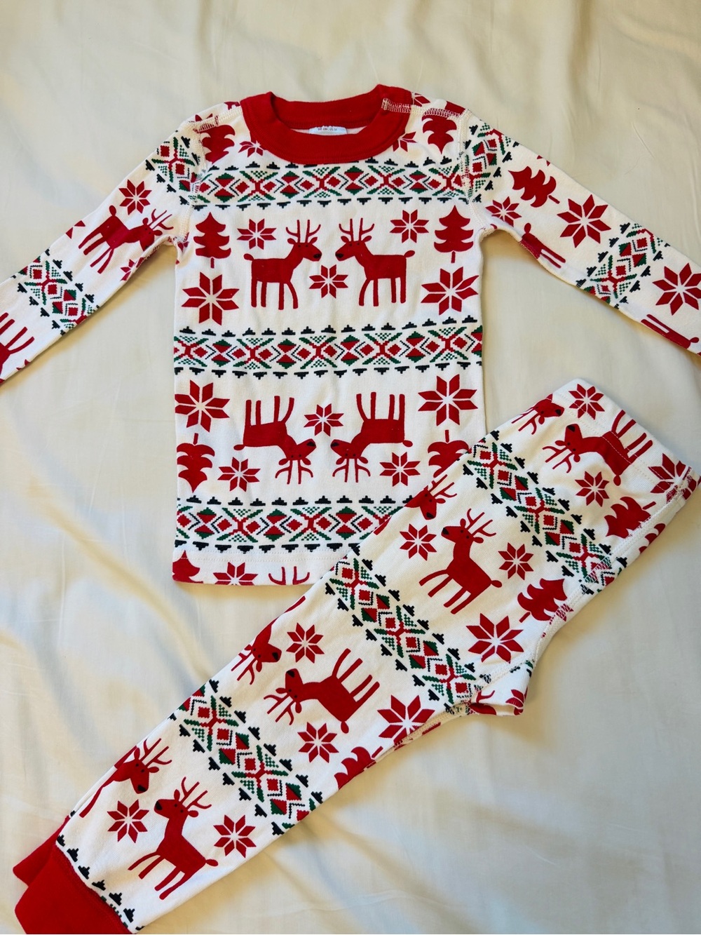Like New - Hanna Andersson Kids Pajama Set – Reindeer Fair Isle – US 3T (90cm)